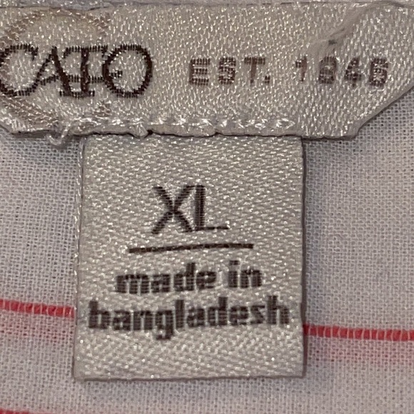 CATO White & Coral Pink Striped Cotton lightweight blouse Sz. XL - Picture 12 of 14